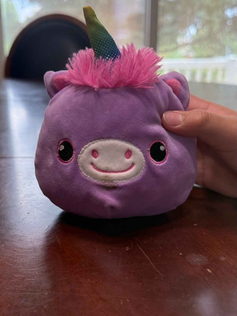 Squishmallows Purple Unicorn Plush with Pink Mane and Rainbow Horn